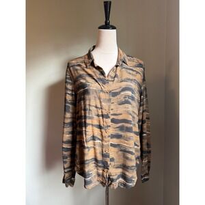 Cloth & Stone Abstract Stripe Button Down Shirt Long Sleeve Anthropologie boho M